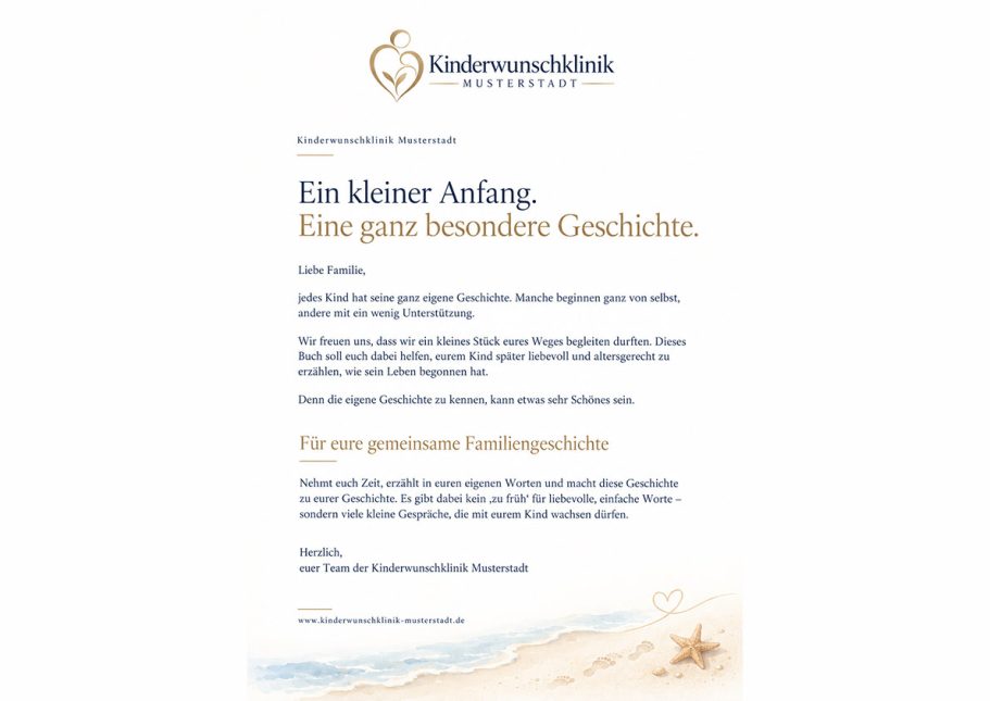 Musterbuch-Seite der Kinderwunschklinik Musterstadt
