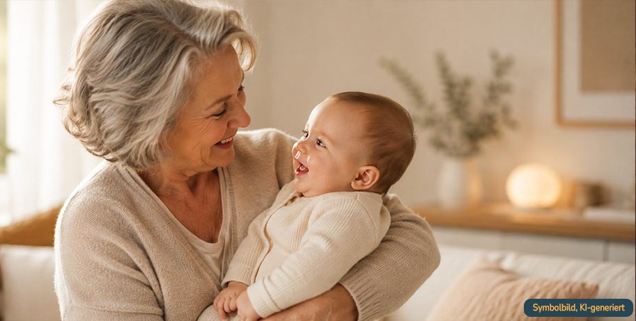 Oma und Wunschkind schauen sich an Oma über an Wunschkind das Poster-Set