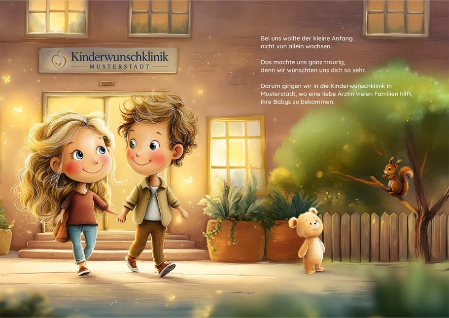 Musterbuch-Seite auf dem Weg in die Kinderwunschklinik Musterstadt